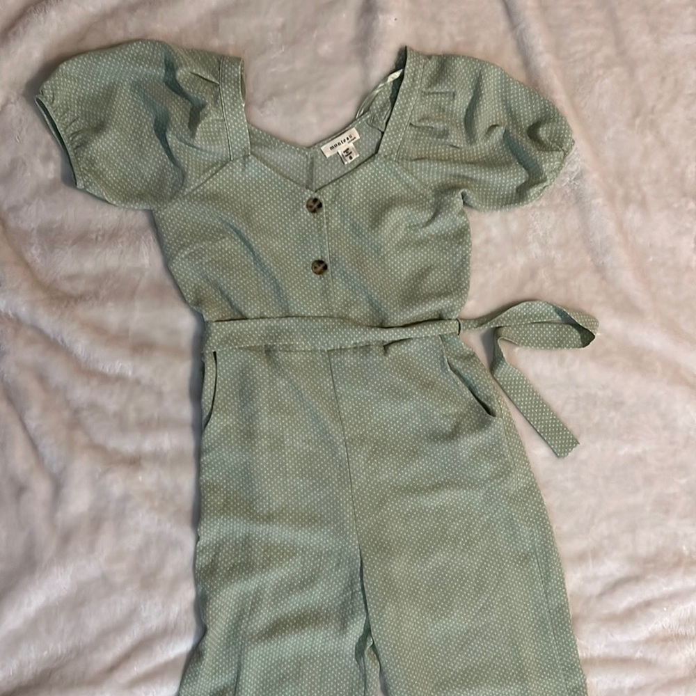 Green polka dot jumpsuit